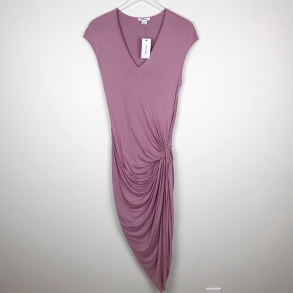 NWT Helmut Lang Magenta V-Neck Twisted Midi Dress - Picture 8 of 8